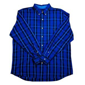 Chaps XXL Plaid Long Sleeve Shirt Stretch Lightweight Office Work